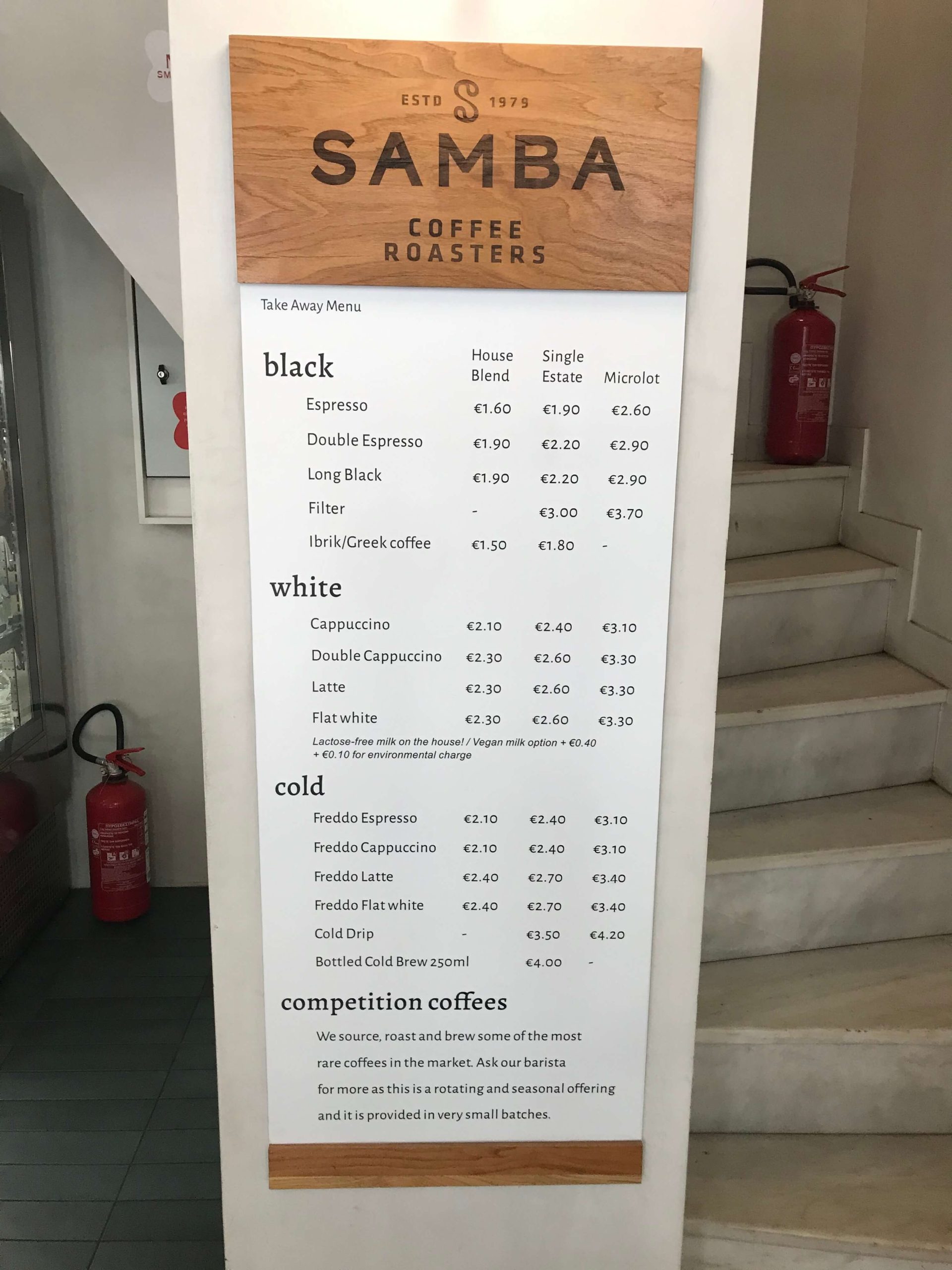 Samba Coffee Roasters_Athen Samba Coffee Roasters Menue